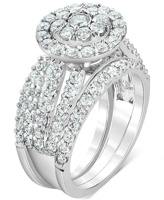 Diamond Halo Cluster Bridal Set (2 ct. t.w.) in 14k White Gold