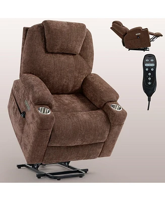 Boyel Living Up to 350 Lbs Power Lift Recliner Chair Heavy Duty Motion Mechanism with 8-Point Vibration Massage and Lumbar Heating, Usb and Type-c Por