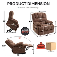 Boyel Living 23" Seat Width and High Back Large Chenille Power Lift Recliner Chair with 8-Point Vibration Massage Lumbar Heating