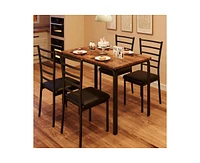 gaomon 5 Piece Dining Table Set, Modern & Retro Kitchen Table Furniture for Dining Room, Compact Space-Saving Table Set, Metal Frame Wood Tabletop