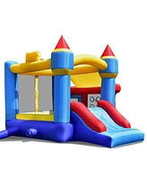 Gymax Inflatable Bounce House Castle Slide Bouncer Kids without Blower