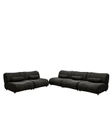 Streamdale Furniture Contemporary Black Modular Sofa with Chenille Fabric - Spacious 5-Seat Sectional Couch with Deep Seating & Reclined Backrest