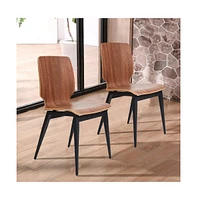 Slickblue 4 Modern Dining Chairs – Wooden Side with Metal Legs for a Sleek Kitchen Look