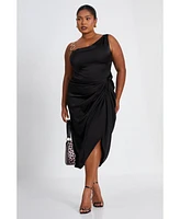 Quiz Plus Asymmetric Cowl Midi Dress