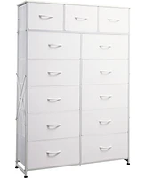 Wlive Tall Dresser for Bedroom with 13 Drawers Storage Organizer Unit Fabric Closet Chest of Steel Frame Wood Top