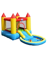 Gymax Inflatable Bounce House Kids Slide Jumping Castle Bouncer w/Pool and 480W Blower
