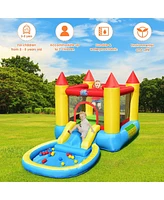 Gymax Inflatable Bounce House Kids Slide Jumping Castle Bouncer w/Pool and 480W Blower