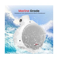 Pyle 6.5" Marine Wakeboard Tower Speakers - 200W Waterproof, Dual Bullet Style, White (PLMRW65