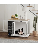 PawHut 39" Furniture Dog Crate w/ Three Doors & board for Large Dogs