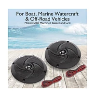 Pyle 6.5'' Low-Profile Waterproof Marine Speakers, 240W, Black (Pair)
