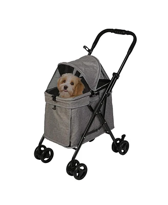 Slickblue Foldable Pet Stroller for Medium Dogs & Cats - Four Wheels, Storage Pocket