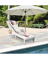 Slickblue Chaise Lounge Chair for Patio Sunbathing Chair with 4-Level Adjustable Backrest and Hidden Cup Holder