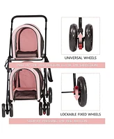 Slickblue Detachable 3-in-1 Double Pet Stroller with 2 Travel Carriage Bags Versatile and Convenient Pet Transport