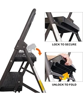 Slickblue 4-Step Folding Step Ladder Wide Anti-Slip Pedal for Safety and Convenient Access