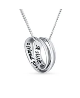 Bling Jewelry Sister Bond Circle Heart Pendant Sisters Necklace .925 Sterling Silver