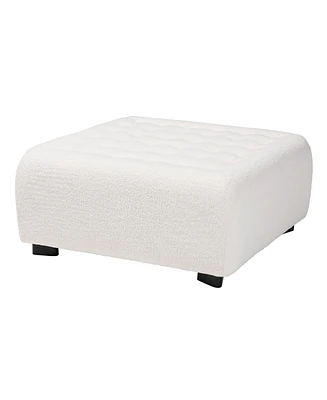 Baxton Studio Athena Modern and Contemporary Ivory Boucle Upholstered and Black Finished Wood Square Ottoman