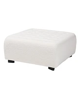 Baxton Studio Athena Modern and Contemporary Ivory Boucle Upholstered and Black Finished Wood Square Ottoman