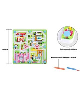 Slickblue Interactive City Traffic Maze Puzzle; Driving Beads Maze on Board with Maze Pen