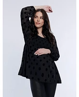 Motherhood Maternity Smocked Square Neck Long Sleeve Babydoll Top