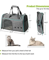 Slickblue Breathable Mesh Pet Carrier – Airline Approved for Pets Up to 16.5lbs with Locking Zippers