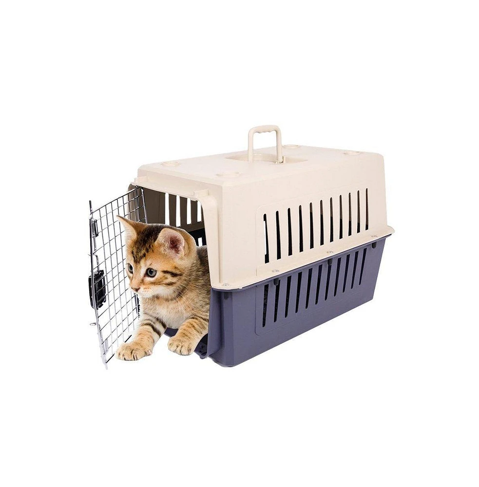 Slickblue Plastic Pet Carrier Cage – Airline Approved with Chrome Door for Safe Travel