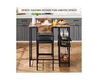 gaomon Dining Table Set for 2, Bar Table and Chairs Set for 2 with Storage Shelf and Wine Rack