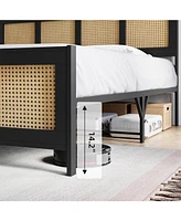 gaomon Queen Size Rattan Bed Frame with Headboard