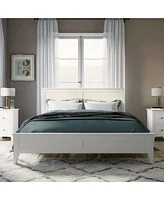 Slickblue Modern White Solid Wood Platform Bed