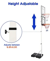 Slickblue Portable Basketball Hoop System Adjustable Height Backboard for Outdoor Sports Equipment