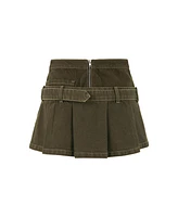 Nocturne Women's Mini Jean Skirt with Belt Detail