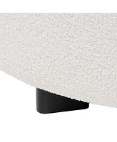 Baxton Studio Athena Modern and Contemporary Ivory Boucle Upholstered and Black Finished Wood Round Ottoman
