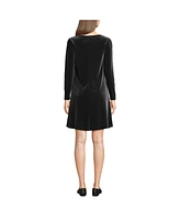 Lands' End Women's Knit Velvet Square Neck Dress