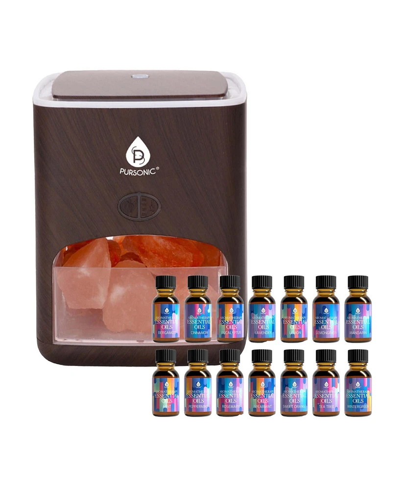 Pursonic Himalayan Salt Diffuser & 14 Pack Essential Oils Set