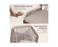 gaomon Woven Outdoor Counter Height Bar Stools Chairs Set of 2, Rattan Garden Counter Stools with Aluminum Frame