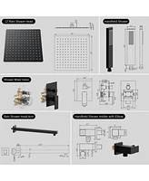 Slickblue Male Npt Bathtub Shower Faucet Set - Waterfall Tub Faucet with 12-Inch Rain Shower Head