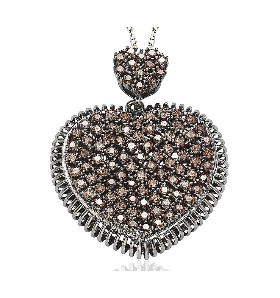 Suzy Levian Pave Cubic Zirconia Sterling Silver Heart Pendant