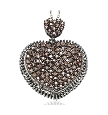 Suzy Levian Pave Cubic Zirconia Sterling Silver Heart Pendant