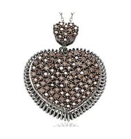 Suzy Levian Pave Cubic Zirconia Sterling Silver Heart Pendant