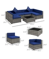 Outsunny 7pc Sectional Wicker Patio Furniture Set, Mixed and