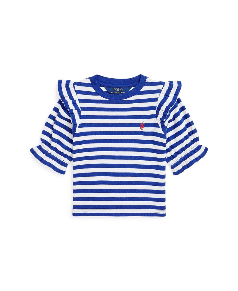 Polo Ralph Lauren Toddler and Little Girls Striped Ruffled Sweatshirt