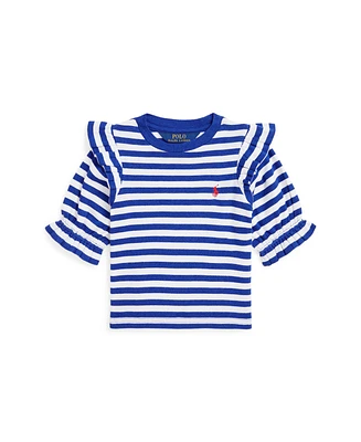 Polo Ralph Lauren Toddler and Little Girls Striped Ruffled Sweatshirt