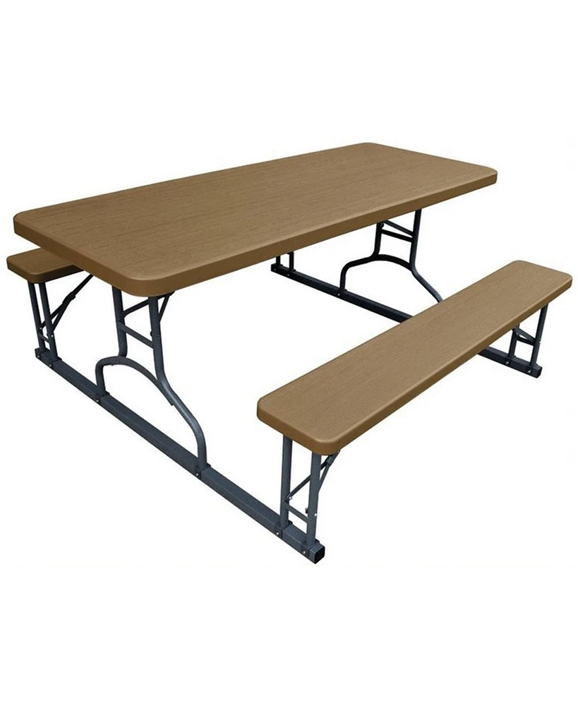 Plastic Development Group 6 Foot Picnic Table for Indoor and Outdoor Use, Brown