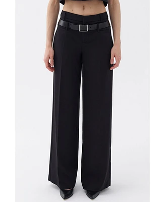 Nocturne Women's Double Waist Belted Pants