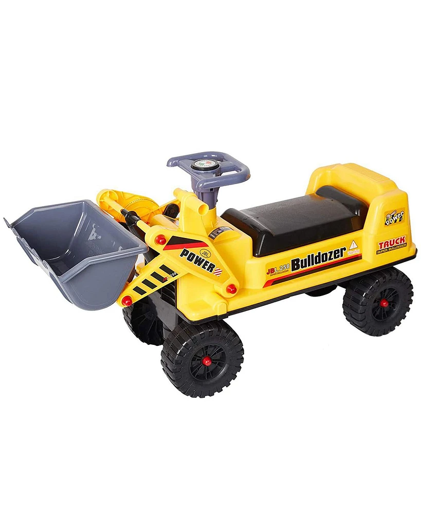 Slickblue Kids Ride-On Bulldozer Truck Toy Construction Vehicle Tractor for Boys