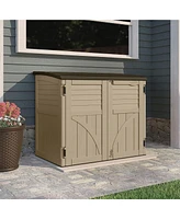 Suncast 34 Cubic Feet Horizontal Compact Storage Shed for Outdoor Spaces, Sand