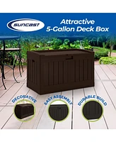 Suncast 50 Gallon Medium Capacity Resin Outdoor Storage Deck Box with Seat, Java