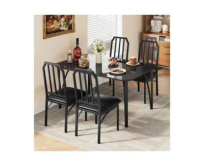 gaomon Glass Dining Table Set for 4, Kitchen Table Chairs Set of 4 with Comfortable Pu Cushion