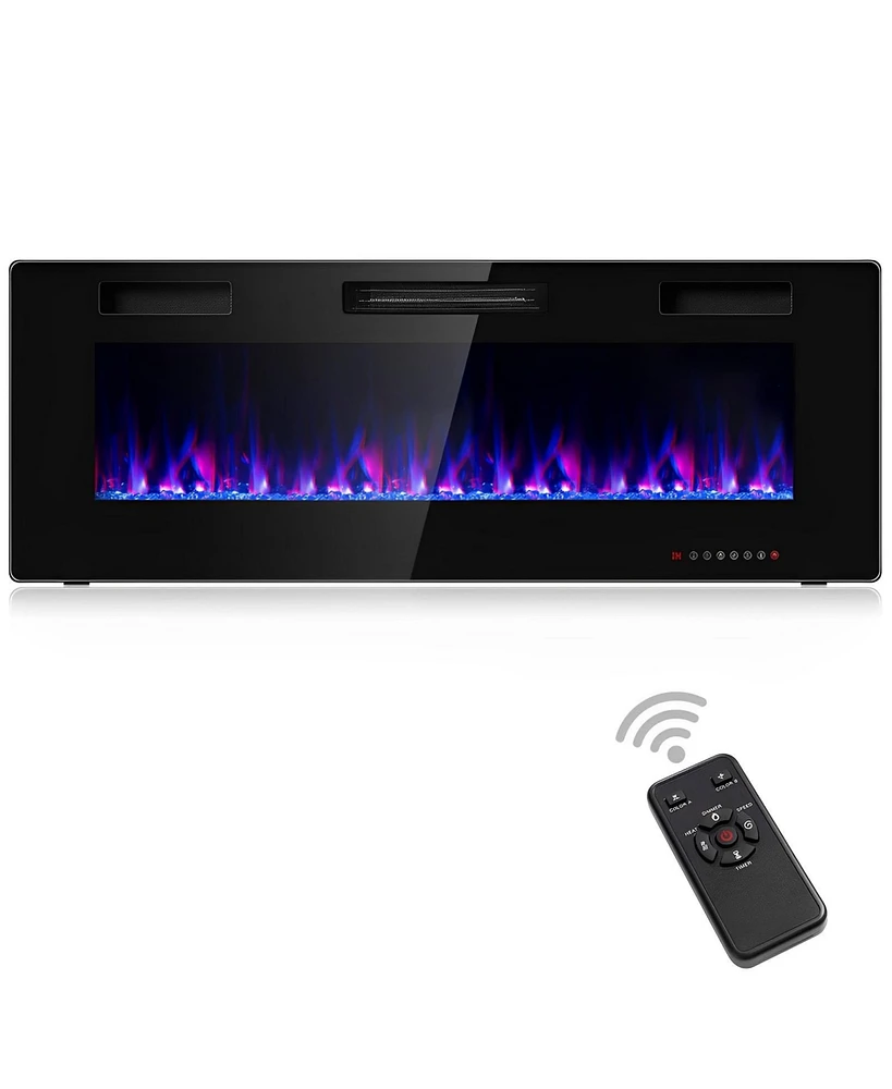 Sugift 50 Inch Recessed Ultra Thin Electric Fireplace with Timer