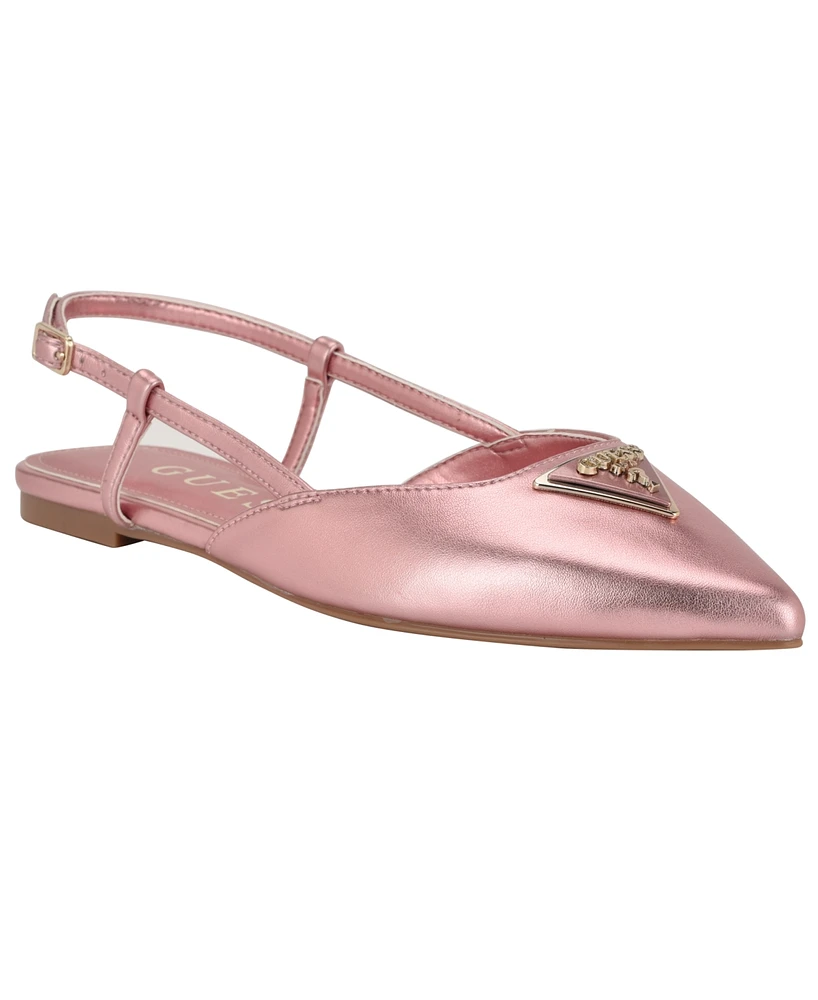 Guess Women's Bemas Pointed Toe Triangle Slingback Flats