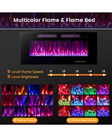 Sugift 42 Inch Ultra-Thin Electric Fireplace with Decorative Crystals and Smart App Control